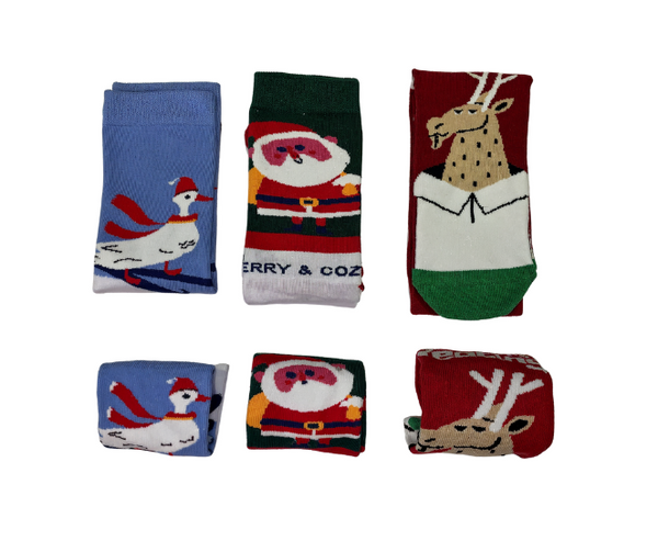 Kheyoot™ Christmas Socks Set for Adults & Kids – 6 Pairs, Free Size