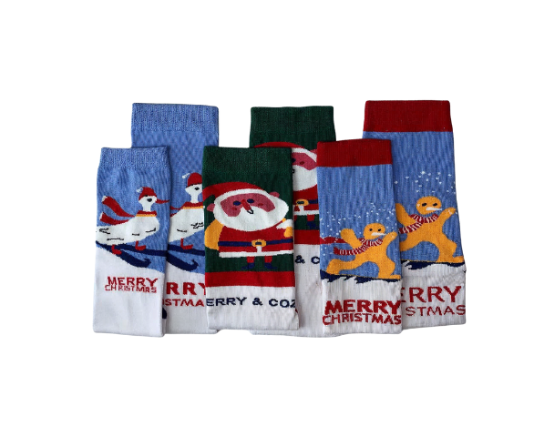 Kheyoot™ Christmas Socks Set for Adults & Kids – 6 Pairs, Free Size