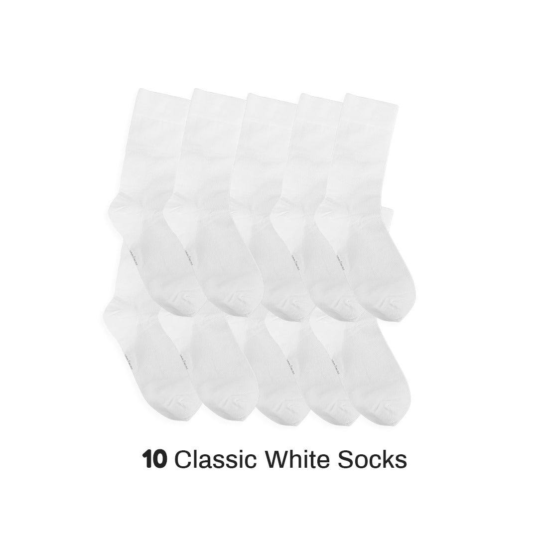 Kheyoot™ 10 Men classic white Socks bundle