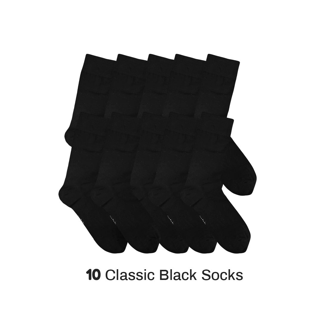 Kheyoot™ 10 Men classic black Socks bundle