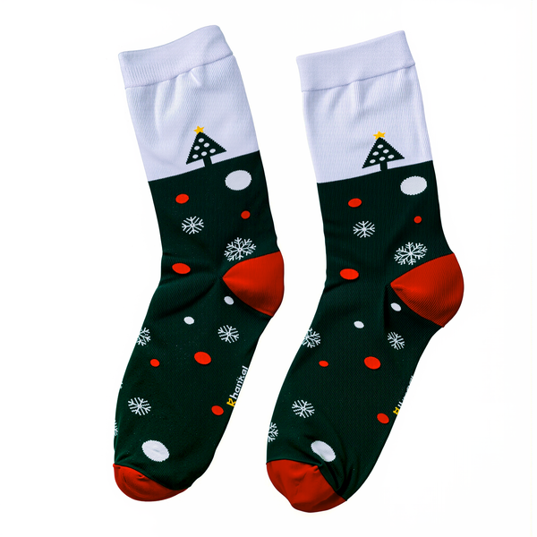 Kheyoot™ Free-Size Adults Christmas Tree and Snowflakes Print Socks
