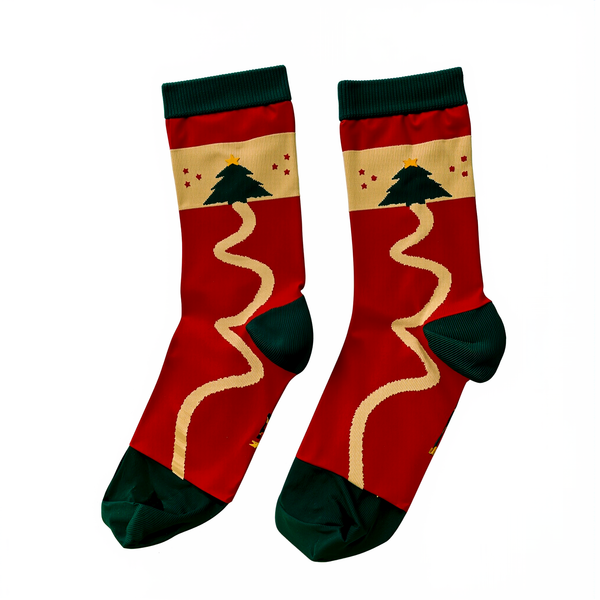 Kheyoot™ Free-Size Adults Colored Christmas Tree Print Socks