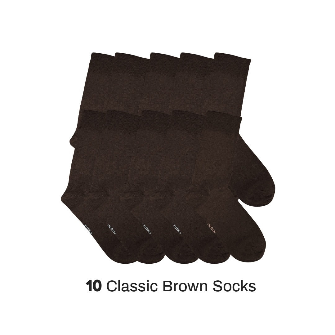 Kheyoot™ 10 Men classic brown Socks bundle